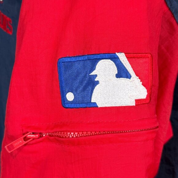 Vintage Cleveland Indians 90s Reversible Puffer Jacket L Navy & Red Pro Player - Picture 10 of 16